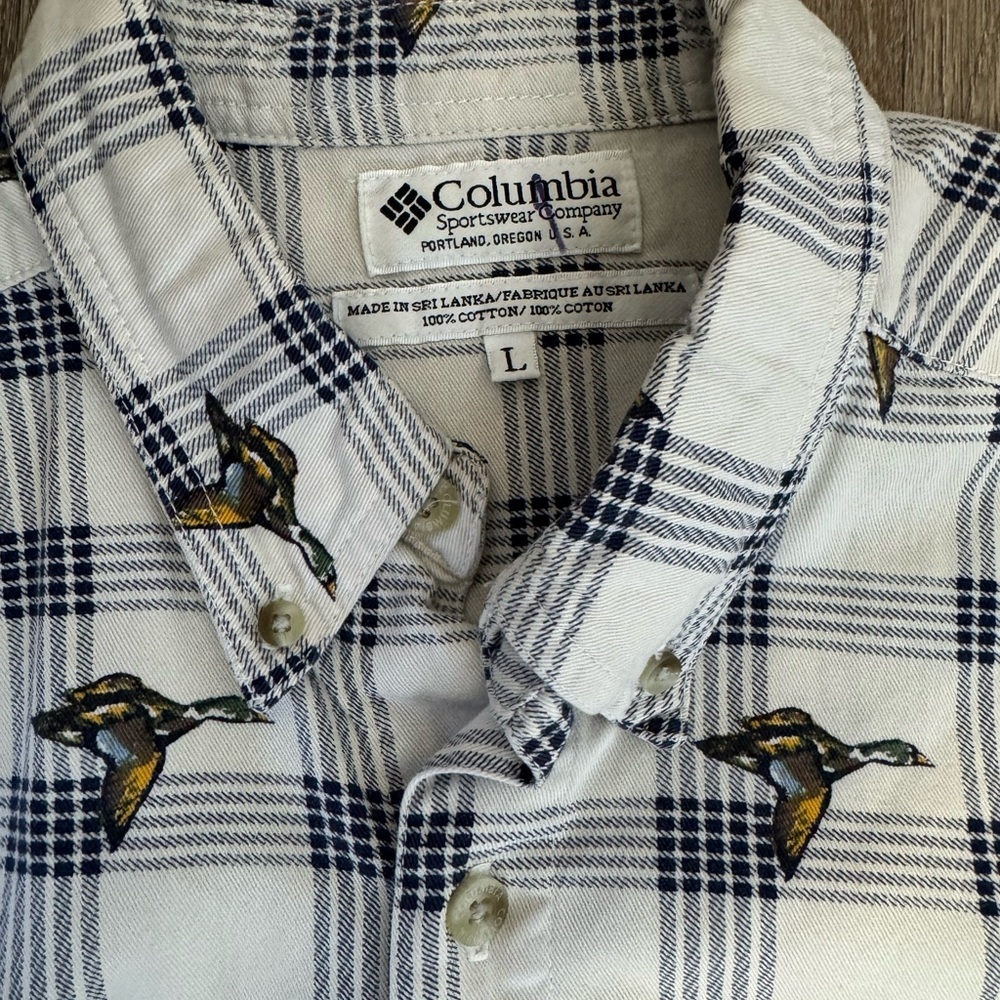Columbia Duck Print Button Down Shirt Men’s Size L 100% Cotton - Picture 2 of 8